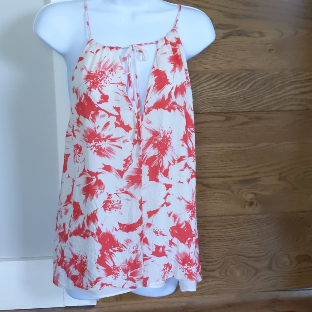 Parker Red and Cream Silk Camisole